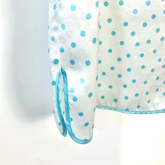 Oscar de la Renta Pink Label White Polka-Dot Cap-Sleeve Buttoned Blouse - Picture 5 of 8